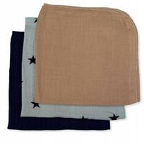 Mini sauskelnių muslino šluostės 38x38, 3 vnt., beige, star, navy blue