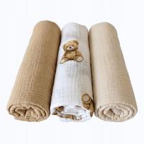 Muslino sauskelnių rinkinys 3 vnt Light Beige, Beige, Fairytale Bears