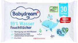Drėgnos servetėlės BABYDREAM, 99% vandens, 30 vnt.