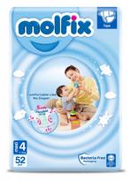 Vienkartinės sauskelnės Molfix MAXI 4, 7-14 kg, 52 vnt.