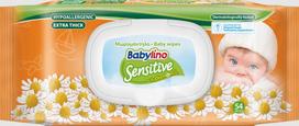 Drėgnos servetėlės BABYLINO SENSITIVE su ramunėlėmis, 54 vnt.