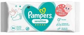 Vaikiškos drėgnos servetėlės Pampers Sensitive, 56 vnt.