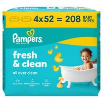 Drėgnos servetėlės Pampers Fresh Clean be alkoholio 4 x 52 vnt.
