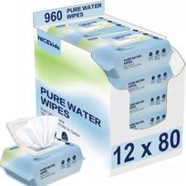 Drėgnos servetėlės kūdikiams Pure Water, 99,9% vandens, 12 pakuočių po 80 vnt. (2x)