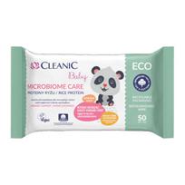 Drėgnos servetėlės kūdikiams Cleanic Baby Eco Microbiome Care Rice Protein, 50 vnt.