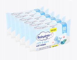 Drėgnos servetėlės BABYDREAM Aloe, 6x60 vnt.