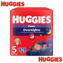 Pampersai Huggies Overnights Pants 5 dydis (12-17 kg) 72 vnt.