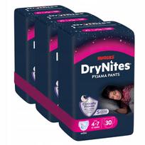 Pižamos kelnaitės mergaitėms HUGGIES DryNites, 4-7 m., 37-66 lbs, 3 x 10 vnt.