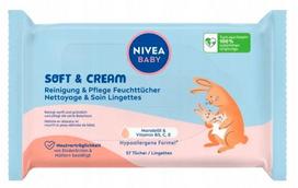 Drėgnos servetėlės vaikams Nivea Baby Soft & Cream, 57 vnt.