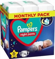 Sauskelnių kelnaitės Pampers Pants Night 6, 76 vnt., 15+ kg, naktinė apsauga