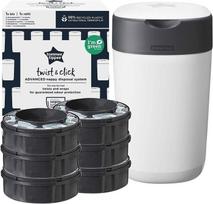Vystyklų kibiras Tommee Tippee Twist Click+ su 6 kasetėmis