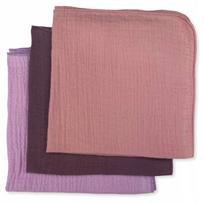Mini vystyklų rinkinys, 38x38, muslinas, POWDER, PLUM, LILA, 3 vnt.