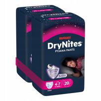 Pižaminės kelnaitės mergaitėms HUGGIES DryNites, 4–7 m. (17–30 kg), 2 x 10 vnt.
