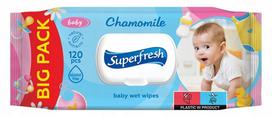 Vaikiškos drėgnos servetėlės SUPERFRESH su dangteliu, 120 vnt.
