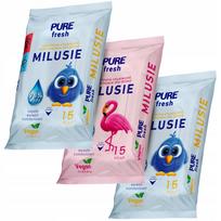 Drėgnos servetėlės vaikams Pure Fresh Milusie, 15 vnt., 3 pak.