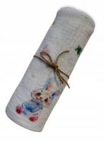 Pakeliamas sauskelnių vystymo audinys MUSLIN, 100% medvilnė, 80x60 cm, BUNNIES raštas