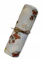 MUSLIN medvilninis vystyklas 80x60, BEAR FLOWER raštas