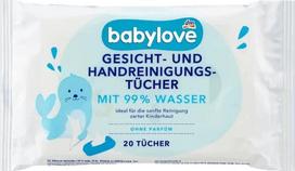 Veido ir rankų servetėlės Babylove 99% vandens, 20 vnt.