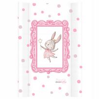 Kietas vystymo stalas lovytei 47x70 cm Bunny rožiniame rėme