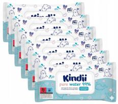 Vaikiškos drėgnos servetėlės KINDII PURE WATER 99% 60 vnt. bekvapės, 6 pakuotės