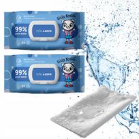 Vaikiškos drėgnos servetėlės KITTY CAT WET WIPES, 99% vandens, 2 pakuotės, 128 vnt.