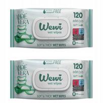 Drėgnos servetėlės Wewi Aloe Vera be alkoholio, 120 vnt. x2