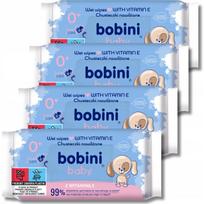 Drėgnos servetėlės kūdikiams Bobini su vitaminu E, 60 vnt. x 4 pakuotės