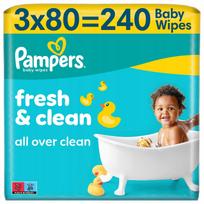 Drėgnos servetėlės vaikams Pampers Fresh Clean, 3 x 80 vnt.