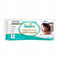 Kūdikio drėgnos servetėlės Pampers Aqua Soft Touch, 60 vnt.