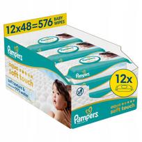 Vaikiškos drėgnos servetėlės PAMPERS AQUA SOFT TOUCH 12x48 vnt.