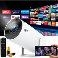 LED projektorius 4K, Android 11.0, WiFi, HDMI, USB, keturių branduolių procesorius, baltas