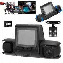Vaizdo registratorius automobiliui 1080P FHD su GPS, WiFi, galine ir šonine kamera