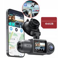 Automobilinė DVR kamera 4K WiFi su GPS, 64GB atminties kortele