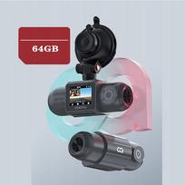 4K WiFi dviguba GPS vaizdo registratorius su galine kamera, 64GB kortele, valdymas programėle