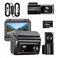 Vaizdo registratorius DDPAI Z60T 4K priekis, salonas, galas su laidų rinkiniu ir 256GB atmintimi