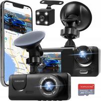 Automobilio kamera 3 kanalų WiFi 1080P priekinė, galinė, vidaus, naktinis režimas