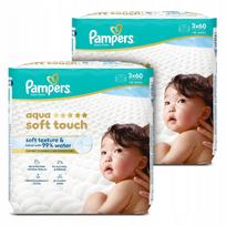 Drėgnos servetėlės kūdikiams Pampers Aqua Soft Touch, 2 x 180 vnt.