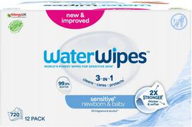 Drėgnos servetėlės WATERWIPES BIO 99,9% vandens, 12 x 60 vnt., 720 vnt.