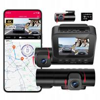 Automobilio kamera LINGDU 4K, 3 kanalai, priekinė, galinė, vidinė, WiFi, GPS