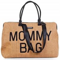 Perkūnų krepšys su diržu Childhome Mommy Bag, pintas, smėlio spalvos, Raffia Look