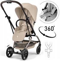 Vežimėlis CYBEX Eezy S Twist+ 2 2026, dideli pasukami ratai 360°, smėlio spalvos