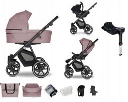 Vežimėlis 4in1 EMJOT EQ 2.0 multifunkcinis rožinis f.Cosmo su isofix baze
