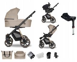 Vežimėlis 4in1 EMJOT EQ 2.0 GOLD, beige Cosmo, su isofix baze