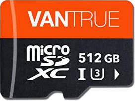 MicroSD atminties kortelė Vantrue 512GB, skirta kameroms, pvz., M2