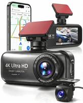 Automobilinė vaizdo kamera 4K UHD su WiFi, GPS ir Full HD galine kamera