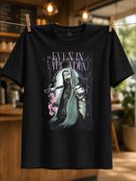 Even In Arcadia Pink Circle Bird Illustration With Floral Accents And Moody Art Rock Atmosphere Unisex All Tshirt S