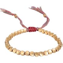 Tibeto varinis apyrankė moterims ir vyrams, Budistinė laimės apyrankė su karoliukais, Gydomoji varinių karoliukų apyrankė ant kojos, Pulsera de Cobre para Mujer, Reguliuojama beige