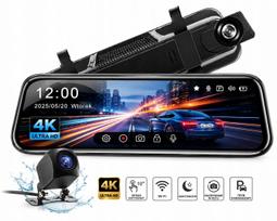 Vaizdo registratorius veidrodėlis 4K DVR su galinio vaizdo kamera ir WiFi