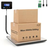 Platforminės svarstyklės Pack 300 kg LCD Hold Tara USB Type C INOX 20 g
