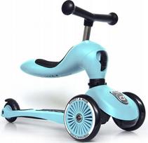 Paspirtukas-vaikiška transporto priemonė Scoot and Ride Highwaykick 1, 2-in-1, 1–5 metų vaikams, mėlynas (Blueberry)